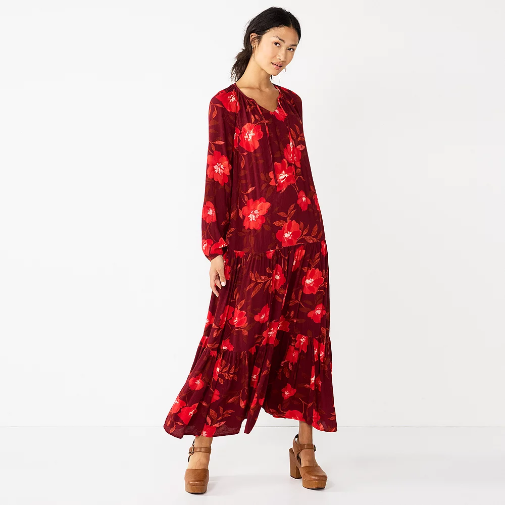 Petite Sonoma Goods For Life® Tiered Long Sleeve Maxi Dress 4 Petite Sonoma Goods For Life® Tiered Long Sleeve Maxi Dress - Image 2