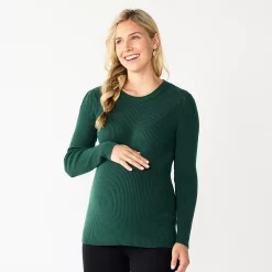 Maternity Sonoma Goods For Life® Fitted Puff Sleeve Sweater -Sonoma Clothing Store 5666269 Green