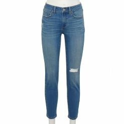 Women's Sonoma Goods For Life® Curvy High-Waisted Skinny Jeans -Sonoma Clothing Store 5670980 Destructed Blue Wash