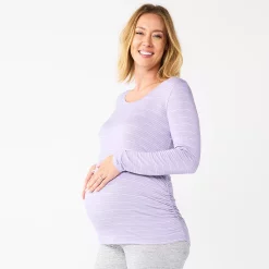 Maternity Sonoma Goods For Life® Essential Scoopneck Long Sleeve Tee -Sonoma Clothing Store 5672154 Purple Stripe