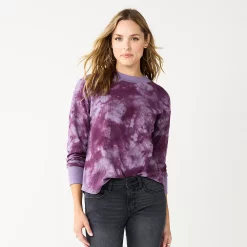Women's Sonoma Goods For Life® Mockneck Waffle Top -Sonoma Clothing Store 5672315 Berry Tie Dye