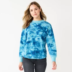 Women's Sonoma Goods For Life® Mockneck Waffle Top -Sonoma Clothing Store 5672315 Blue Tie Dye