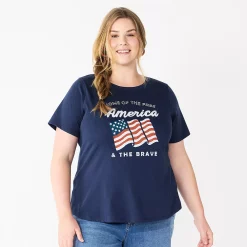 Plus Size Sonoma Goods For Life® Crewneck Patriotic Graphic Tee -Sonoma Clothing Store 5672984 Navy Free Brave