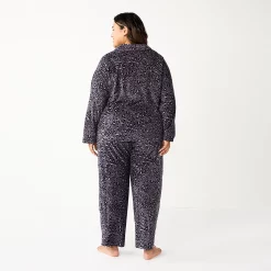 Plus Size Sonoma Goods For Life® Velour Pajama Shirt & Pajama Pants Sleep Set -Sonoma Clothing Store 5675146 ALT