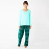 Petite Sonoma Goods For Life® Flannel Pajama Pants & Pajama Top Sleep Set 2 Petite Sonoma Goods For Life® Flannel Pajama Pants & Pajama Top Sleep Set -Sonoma Clothing Store 5675636 Green Cuddle Pld