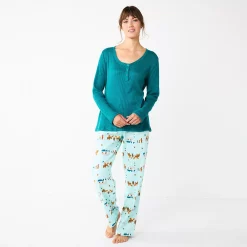 Women's Sonoma Goods For Life® Flannel Pajama Pants & Pajama Top Sleep Set 23 Women's Sonoma Goods For Life® Flannel Pajama Pants & Pajama Top Sleep Set -Sonoma Clothing Store 5677709 Aqua Forest