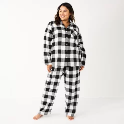 Plus Size Sonoma Goods For Life® Flannel Pajama Shirt & Pajama Pants Sleep Set 11 Plus Size Sonoma Goods For Life® Flannel Pajama Shirt & Pajama Pants Sleep Set -Sonoma Clothing Store 5677717 Black Buffalo