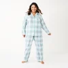 Plus Size Sonoma Goods For Life® Flannel Pajama Shirt & Pajama Pants Sleep Set -Sonoma Clothing Store 5677717 Grey Soft Plaid