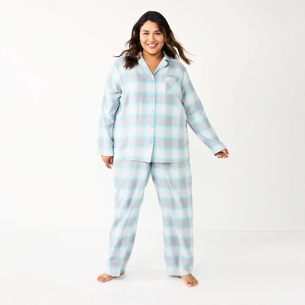 Plus Size Sonoma Goods For Life® Flannel Pajama Shirt & Pajama Pants Sleep Set 3 Plus Size Sonoma Goods For Life® Flannel Pajama Shirt & Pajama Pants Sleep Set