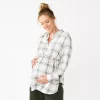 Maternity Sonoma Goods For Life® Belted Empire-Waist Tunic Shirt -Sonoma Clothing Store 5679572 Green Plaid