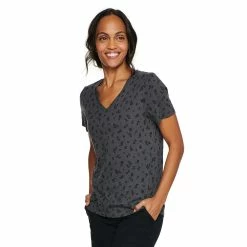 Women's Tall Sonoma Goods For Life® Everyday V-Neck Tee -Sonoma Clothing Store 5686285 Dark Gray Mini Floral