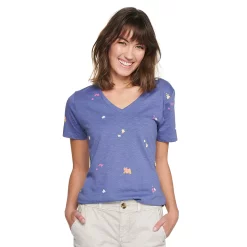 Women's Tall Sonoma Goods For Life® Everyday V-Neck Tee -Sonoma Clothing Store 5686285 Purple Spaced Floral