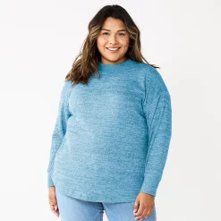 Plus Size Sonoma Goods For Life® Mockneck Waffle Top -Sonoma Clothing Store 5686673 Navy