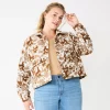 Plus Size Sonoma Goods For Life® Cropped Shacket -Sonoma Clothing Store 5686820 Cow Print Jacquard