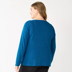 Plus Size Sonoma Goods For Life® Essential Long Sleeve Henley Top -Sonoma Clothing Store 5690602 ALT
