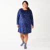 Plus Size Sonoma Goods For Life® 2-pc. Long Sleeve Crewneck Sleepshirt & Socks Set -Sonoma Clothing Store 5690616 Navy2 Twinkle