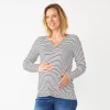Maternity Sonoma Goods For Life® Long Sleeve Knotted Thermal Top -Sonoma Clothing Store 5698993 Black And White Stripe