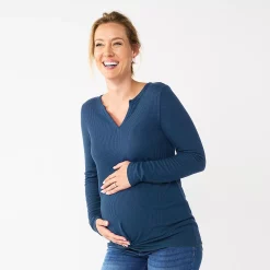 Maternity Sonoma Goods For Life® Long Sleeve Knotted Thermal Top -Sonoma Clothing Store 5698993 Blue