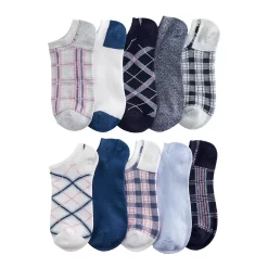 Sonoma Goods For Life® 10 Pack Check Pattern No Show Socks -Sonoma Clothing Store 5744058 Dynamic Plaid