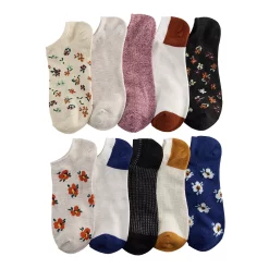 Sonoma Goods For Life® 10 Pack Check Pattern No Show Socks -Sonoma Clothing Store 5744058 Floral