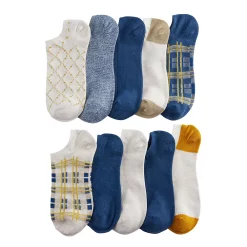 Sonoma Goods For Life® 10 Pack Check Pattern No Show Socks -Sonoma Clothing Store 5744058 Punchy Plaid