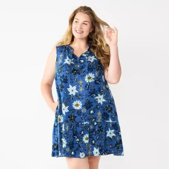 Women's Sonoma Goods For Life® Tiered Sleeveless Dress -Sonoma Clothing Store 5746171 Blue Floral