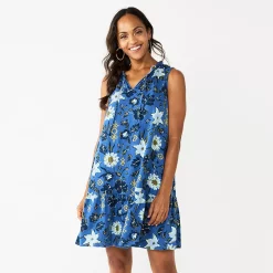 Women's Sonoma Goods For Life® Tiered Sleeveless Dress -Sonoma Clothing Store 5748599 Blue Floral