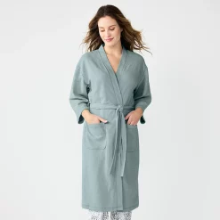 Women's Sonoma Goods For Life® Cloud Knit 3/4 Sleeve Robe -Sonoma Clothing Store 5780935 Gray