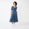 Women's Sonoma Goods For Life® Smocked Tiered Midi Dress -Sonoma Clothing Store 5804206 Slate Blue Floral