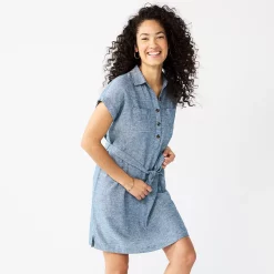 Women's Sonoma Goods For Life® Henley Shirt Dress 11 Women's Sonoma Goods For Life® Henley Shirt Dress -Sonoma Clothing Store 5804278 Blue