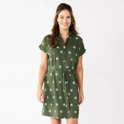 Women's Sonoma Goods For Life® Henley Shirt Dress 12 Women's Sonoma Goods For Life® Henley Shirt Dress -Sonoma Clothing Store 5804278 Olive Floral