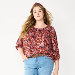 Plus Size Sonoma Goods For Life® Three Quarter Sleeve Top