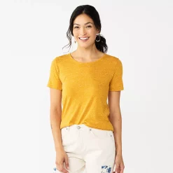 Women's Sonoma Goods For Life® Short Sleeve Curved Hem Crewneck Tee -Sonoma Clothing Store 5815853 Gold