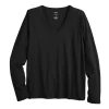 Women's Sonoma Goods For Life® Everyday Adaptive & Easy Dressing V-Neck Long Sleeve Top -Sonoma Clothing Store 5816145 Black