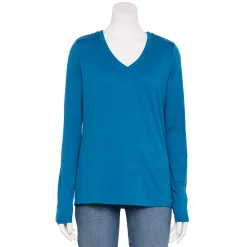 Women's Sonoma Goods For Life® Everyday Adaptive & Easy Dressing V-Neck Long Sleeve Top -Sonoma Clothing Store 5816145 Teal