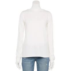 Women's Sonoma Goods For Life® Everyday Adaptive & Easy Dressing V-Neck Long Sleeve Top -Sonoma Clothing Store 5816145 White