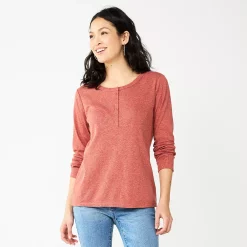 Women's Sonoma Goods For Life® Essential Henley Top -Sonoma Clothing Store 5816147 Mauve