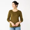 Women's Sonoma Goods For Life® Essential Henley Top -Sonoma Clothing Store 5816147 Olive