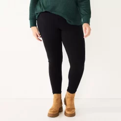 Plus Size Sonoma Goods For Life® Essential Mid-Rise Leggings -Sonoma Clothing Store 5840241 Black