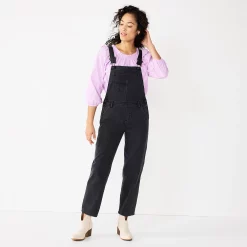 Women's Sonoma Goods For Life® Cropped Jean Overalls -Sonoma Clothing Store 5841608 Black Wash