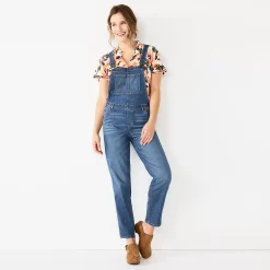 Women's Sonoma Goods For Life® Cropped Jean Overalls -Sonoma Clothing Store 5841608 Medium Wash