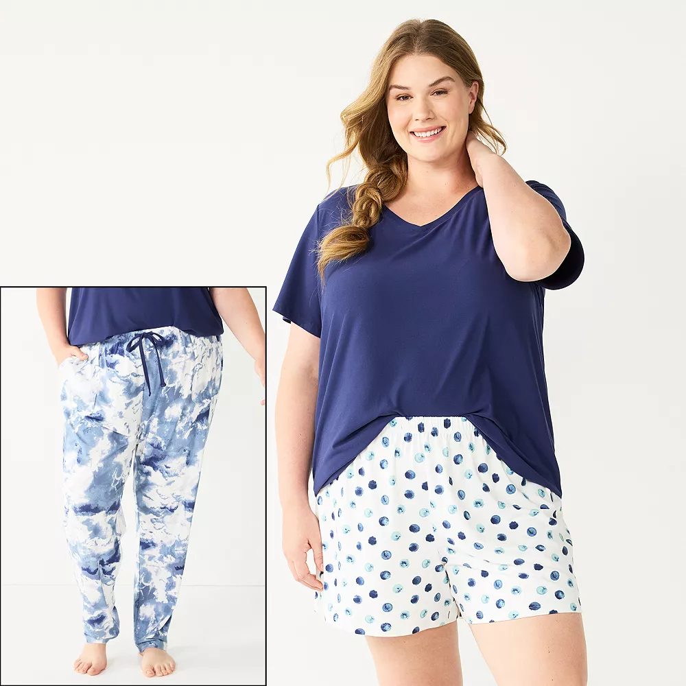 Plus Size Sonoma Goods For Life® 3-piece Pajama Top, Pajama Shorts & Pajama Pants Sleep Set 8 Plus Size Sonoma Goods For Life® 3-piece Pajama Top, Pajama Shorts & Pajama Pants Sleep Set - Image 6