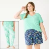 Plus Size Sonoma Goods For Life® 3-piece Pajama Top, Pajama Shorts & Pajama Pants Sleep Set -Sonoma Clothing Store 5879135 Blue Fun Dye