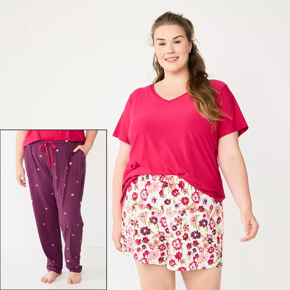 Plus Size Sonoma Goods For Life® 3-piece Pajama Top, Pajama Shorts & Pajama Pants Sleep Set 6 Plus Size Sonoma Goods For Life® 3-piece Pajama Top, Pajama Shorts & Pajama Pants Sleep Set - Image 4