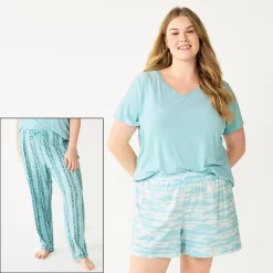 Plus Size Sonoma Goods For Life® 3-piece Pajama Top, Pajama Shorts & Pajama Pants Sleep Set 14 Plus Size Sonoma Goods For Life® 3-piece Pajama Top, Pajama Shorts & Pajama Pants Sleep Set -Sonoma Clothing Store 5879135 Turquoise Dye Stripe