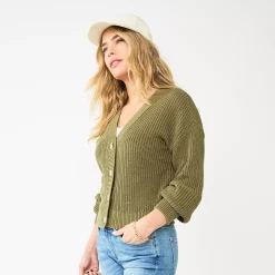 Women's Sonoma Goods For Life® Button-Front Cardigan -Sonoma Clothing Store 5904013 Olive