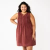 Plus Size Sonoma Goods For Life® Sleeveless Pintuck Tank Dress -Sonoma Clothing Store 5905594 Maroon