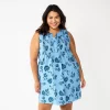 Plus Size Sonoma Goods For Life® Sleeveless Pintuck Tank Dress -Sonoma Clothing Store 5905628 Blue Floral