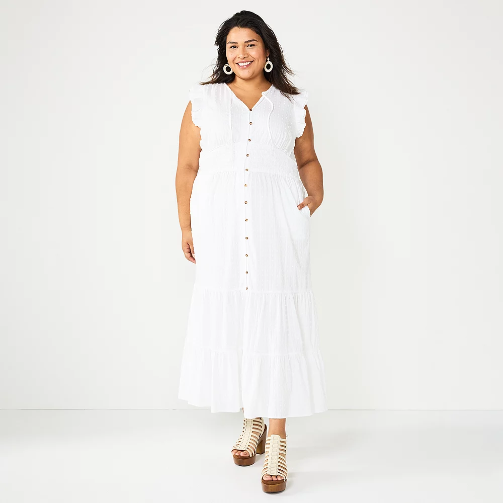 Plus Size Sonoma Goods For Life® Ruffle Sleeve Smocked Maxi Dress 3 Plus Size Sonoma Goods For Life® Ruffle Sleeve Smocked Maxi Dress