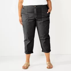 Plus Size Sonoma Goods For Life® Cargo Utility Capri Pants -Sonoma Clothing Store 5927176 Black